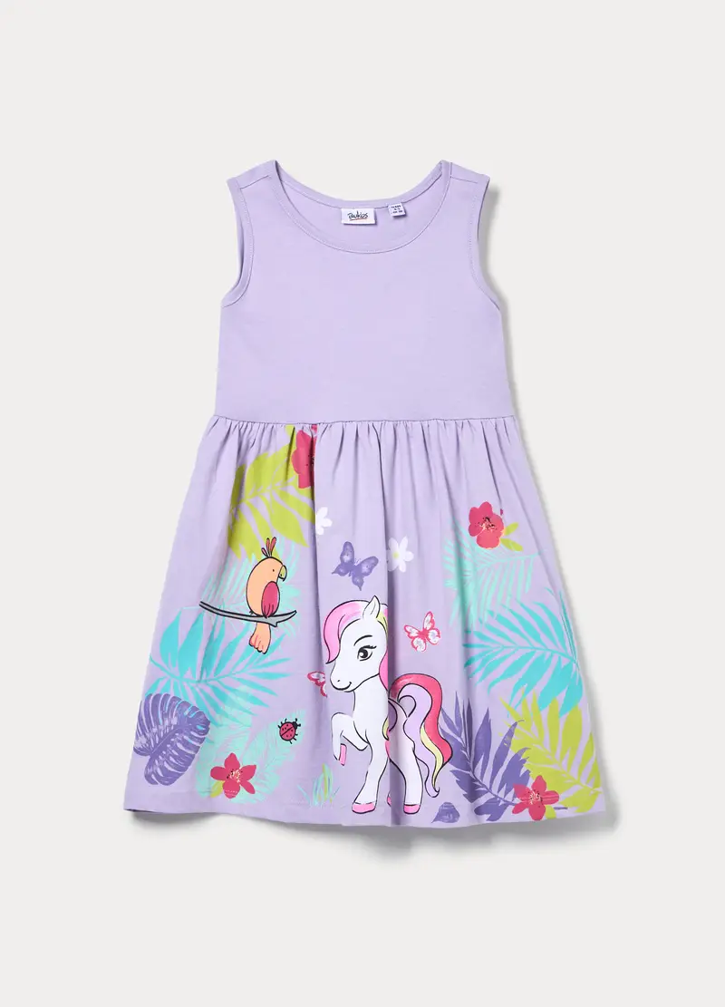 Vestito In Jersey Di Puro Cotone Bambina, Viola lilla