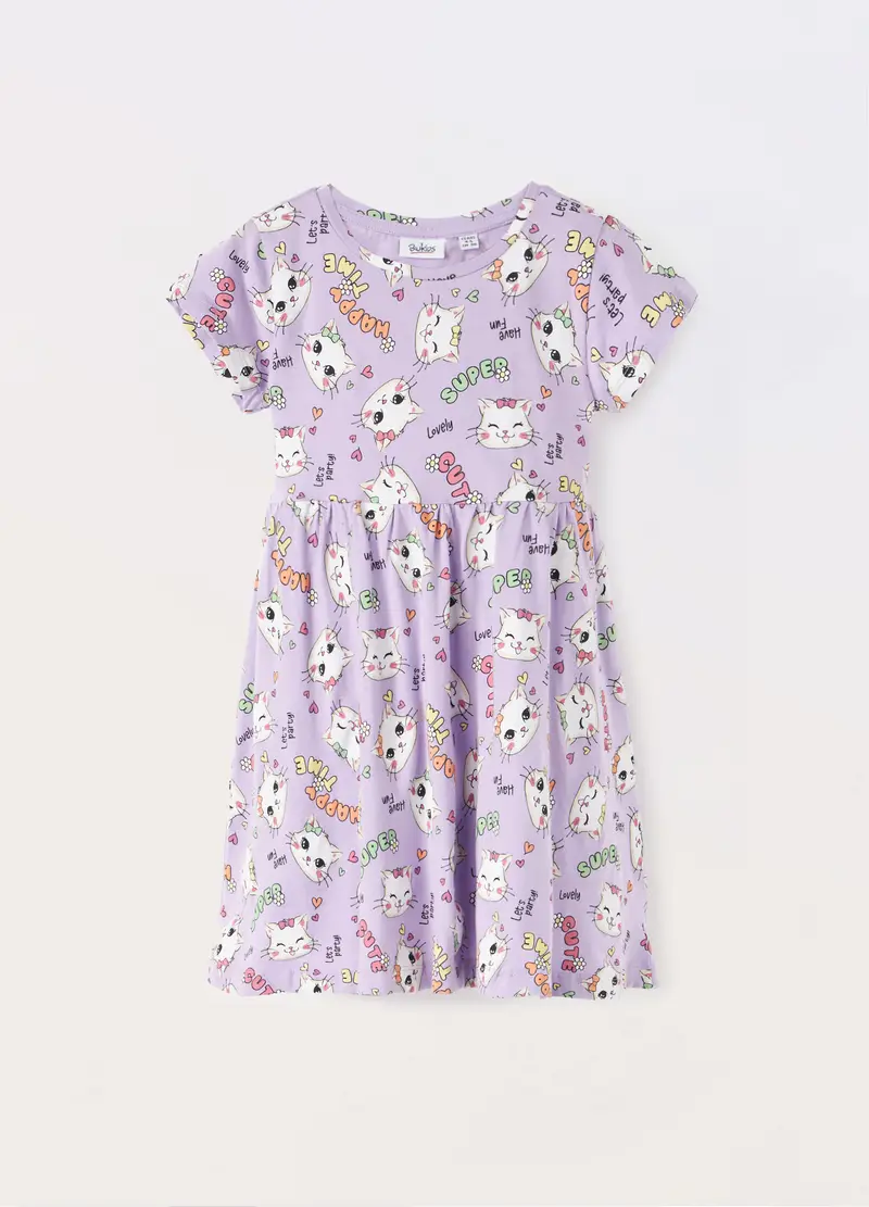 Blukids, Vestito In Jersey Di Puro Cotone Bambina, Viola lilla, Taglia: 3-4