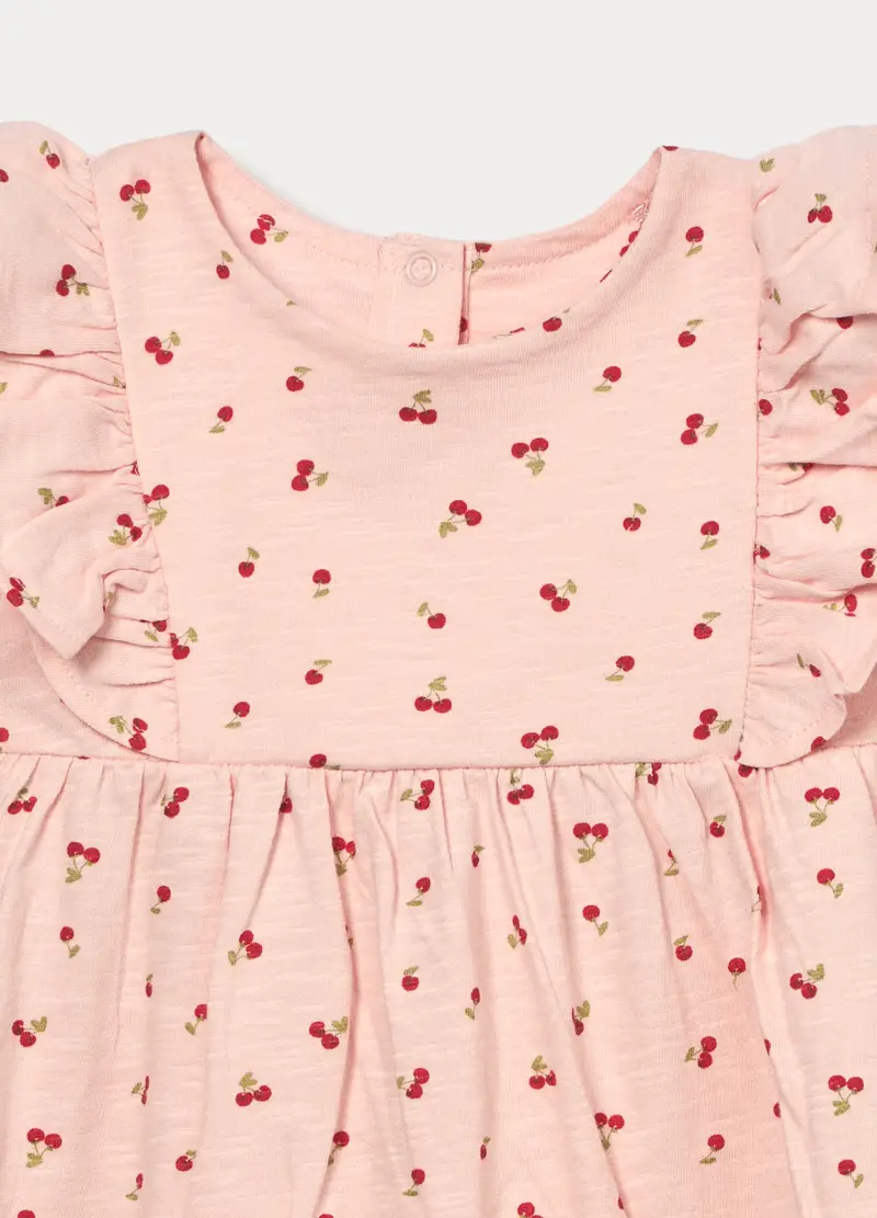 Vestito In Jersey Di Puro Cotone Neonata, Rosa chiaro miniatura 3