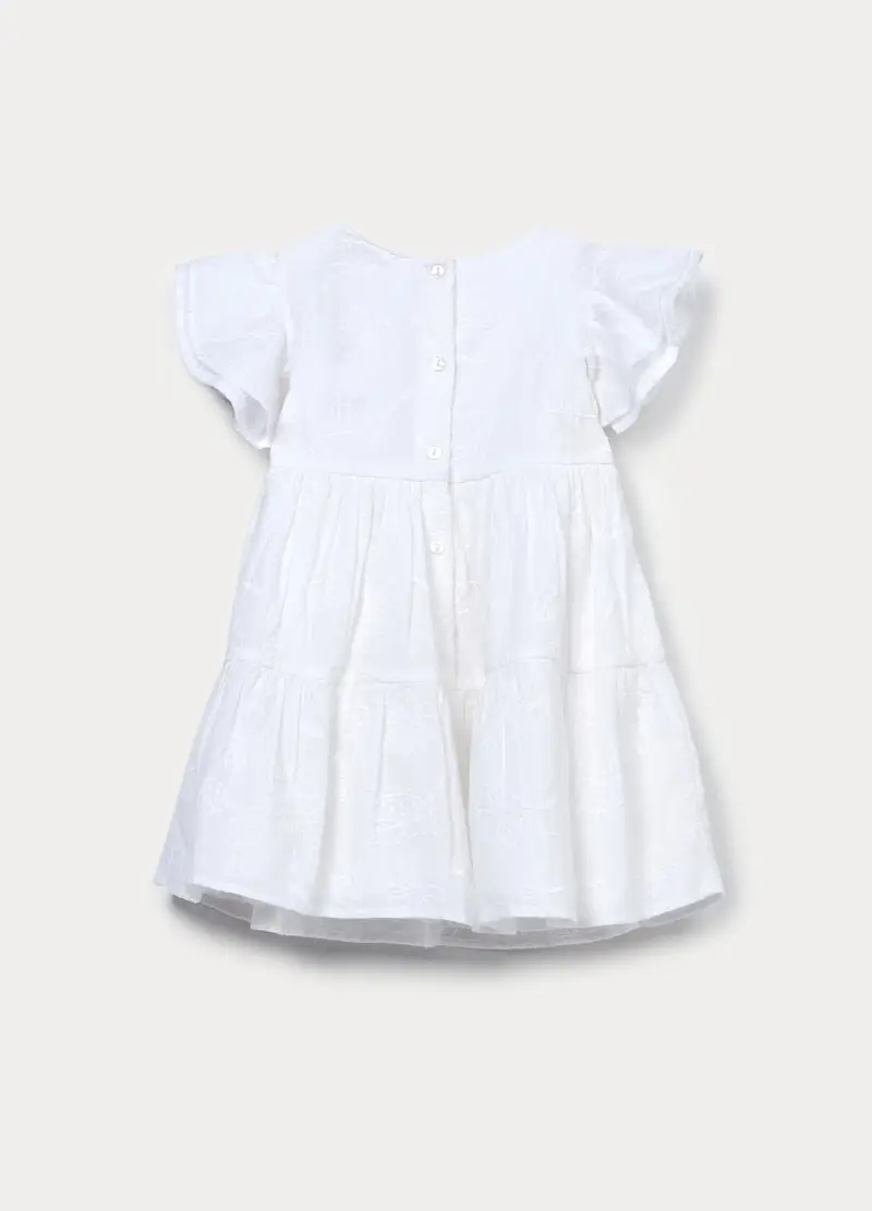 Vestito In Puro Cotone Con Ricami Bimba, Bambina, Bianco gesso miniatura 2