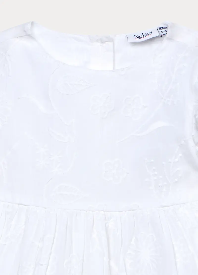 Vestito In Puro Cotone Con Ricami Bimba, Bambina, Bianco gesso miniatura 3