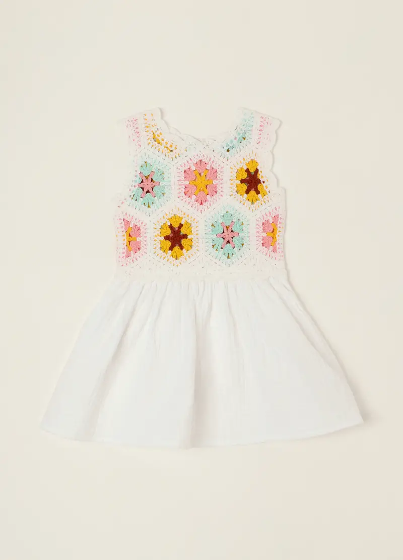 Vestito In Puro Cotone Iana, Neonata, Bianco