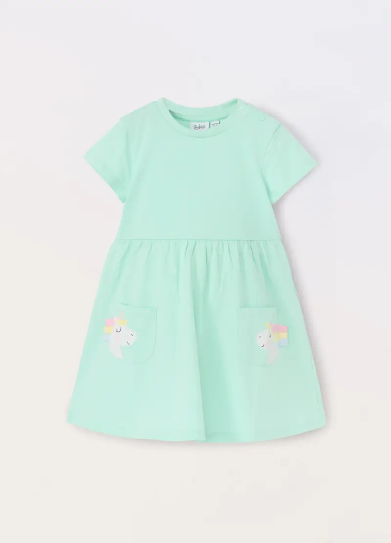 Blukids, Vestito In Puro Cotone Neonata, Bambina, Verde acqua, Taglia: 9-12