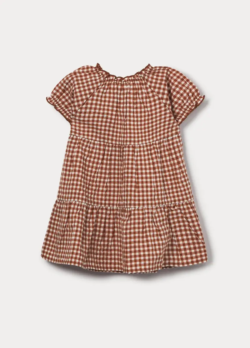 Vestito In Puro Cotone Seersucker Bimba, Bambina, Bianco/Marrone miniatura 2