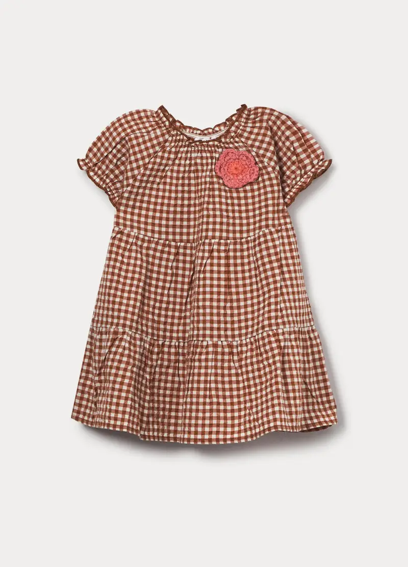 Vestito In Puro Cotone Seersucker Bimba, Bambina, Bianco/Marrone