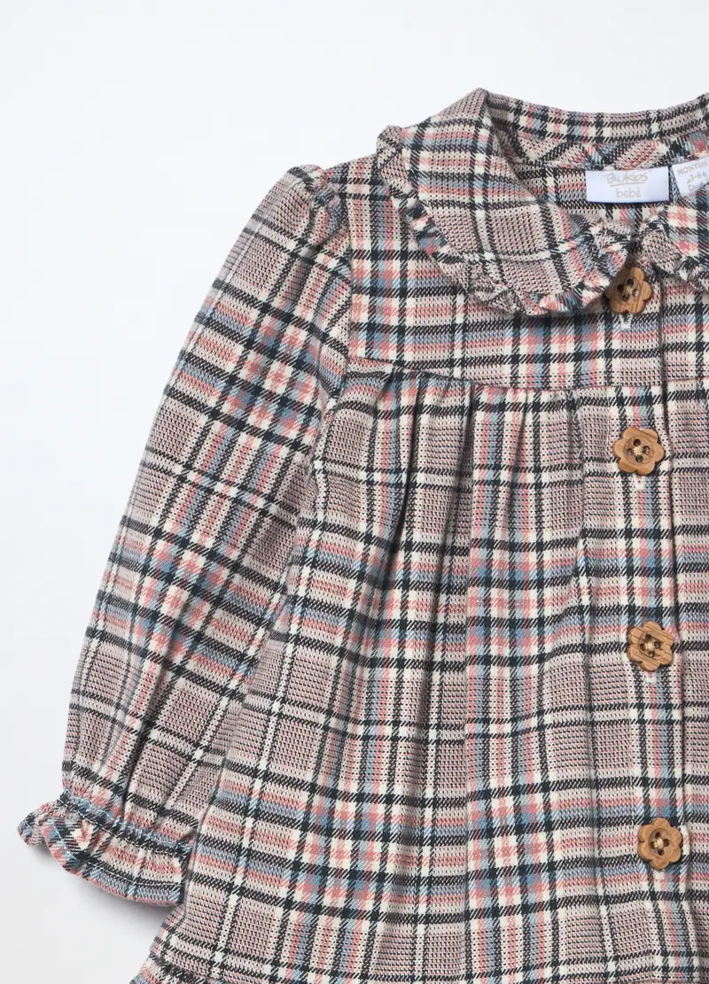 Vestito In Tartan A Maniche Lunghe Neonata, Multicolor miniatura 3