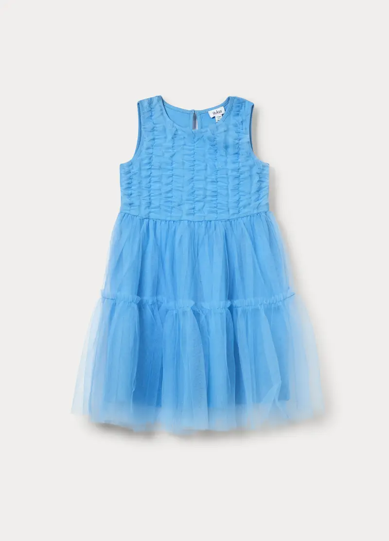 Vestito In Tulle Bambina, Azzurro cielo