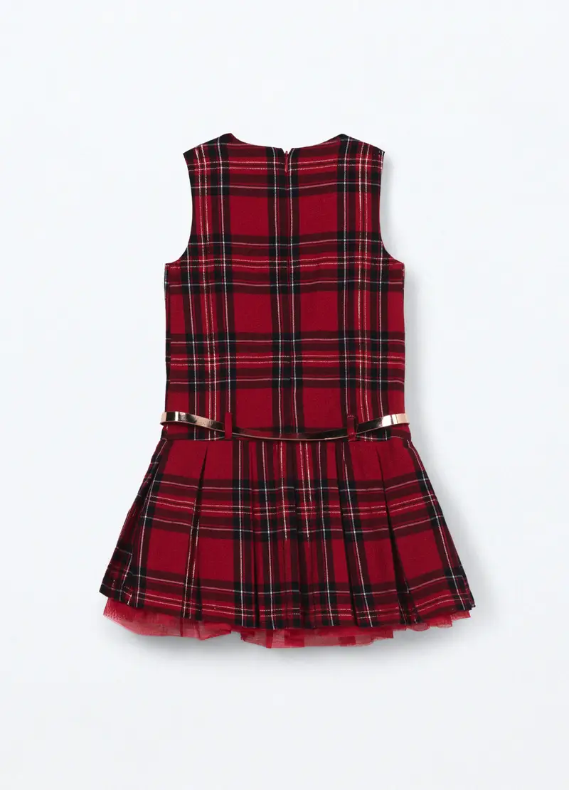 Vestito In Twill A Quadri Bambina, Rosso aragosta miniatura 2