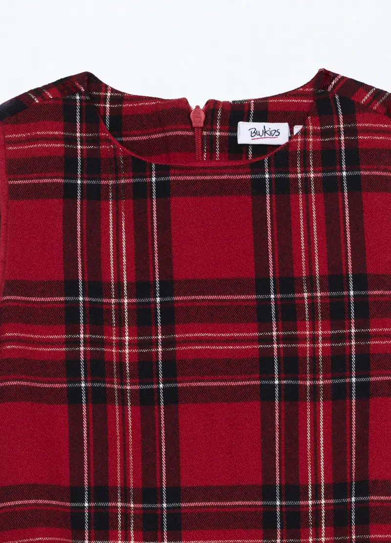 Vestito In Twill A Quadri Bambina, Rosso aragosta miniatura 3