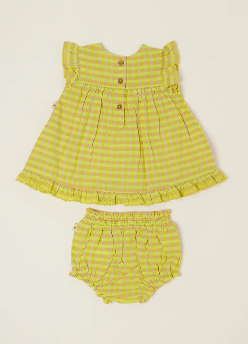 Blukids Vestito Misto Cotone A Righe Iana, Neonata, Giallo fluo miniatura 2