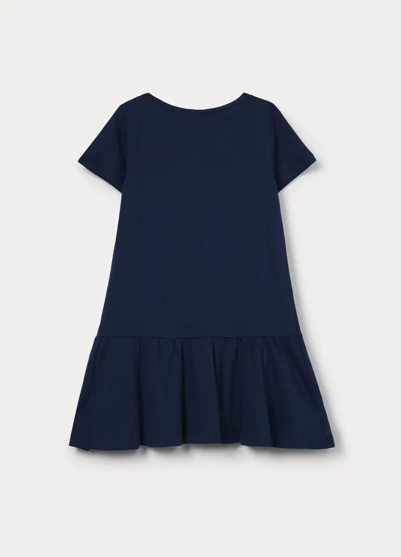 Vestito Stitch In Jersey Di Puro Cotone Bambina, Blu scuro miniatura 2