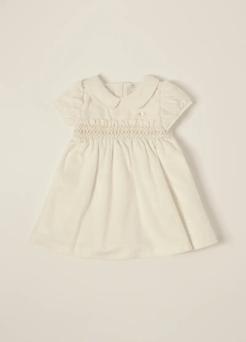 Vestito Velour Iana Neonata, Bianco