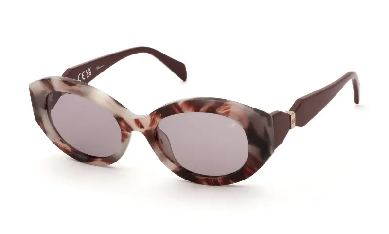 Donna Blumarine SBM239 0Z02 Occhiali da sole Acetato Marrone Viola Geometrica Normale