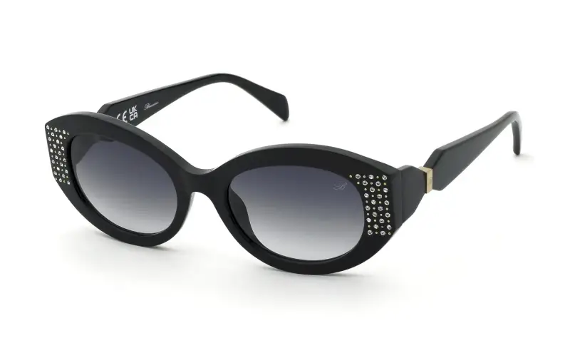 Donna Blumarine SBM239S 700S Occhiali da sole Acetato Nero Fumo Geometrica Normale Sfumato