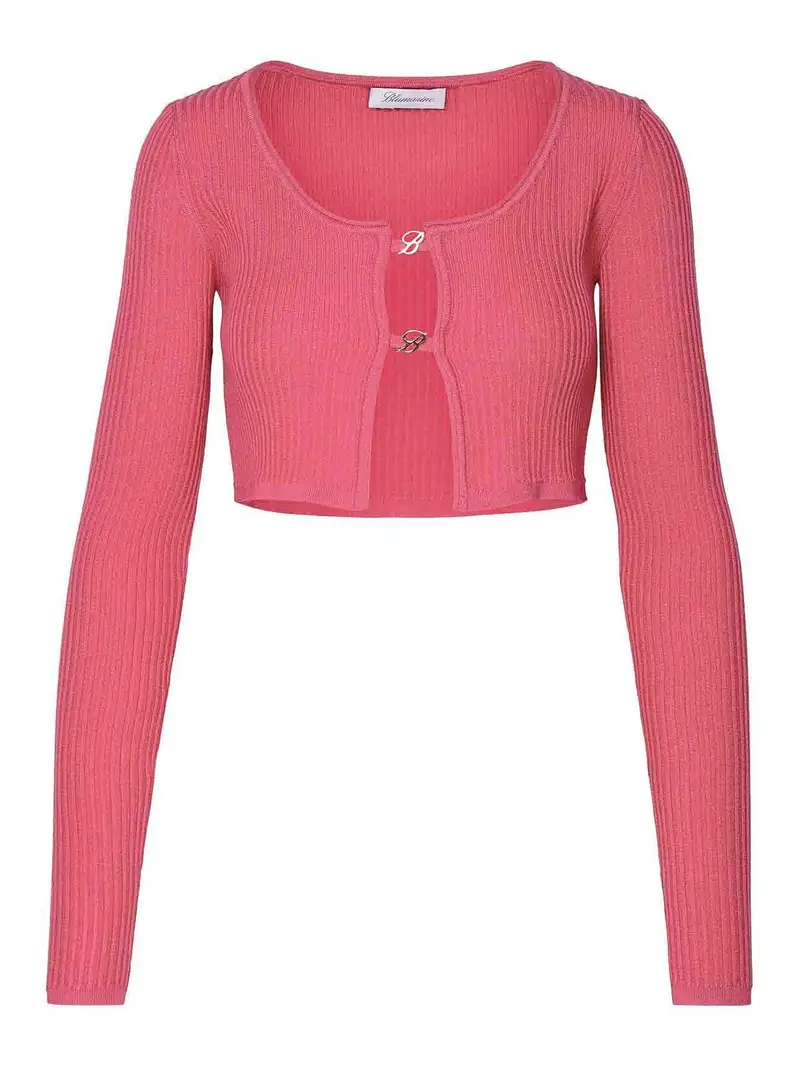 Maglione corto in viscosa fucsia