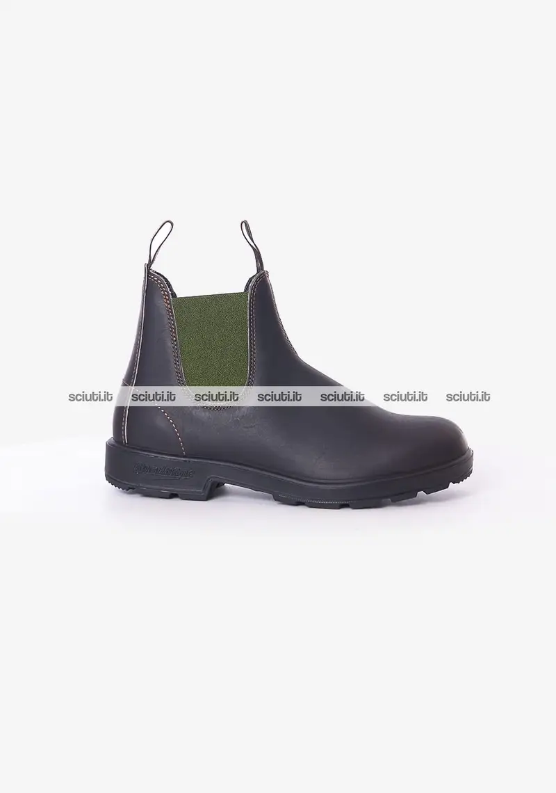 Stivaletto Blundstone uomo marrone scuro in pelle dettagli verde scuro