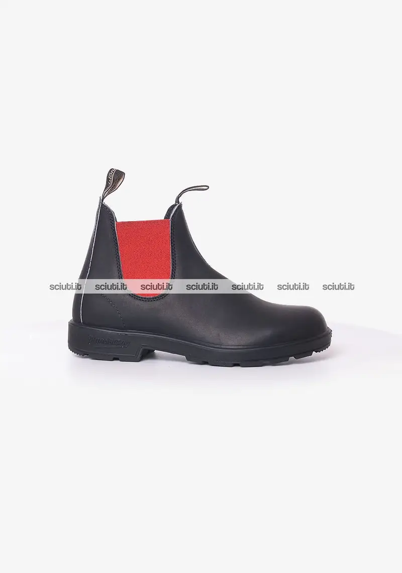 Stivaletto Blundstone uomo nero in pelle inserti rossi