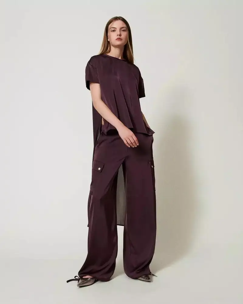 Blusa asimmetrica bordeaux