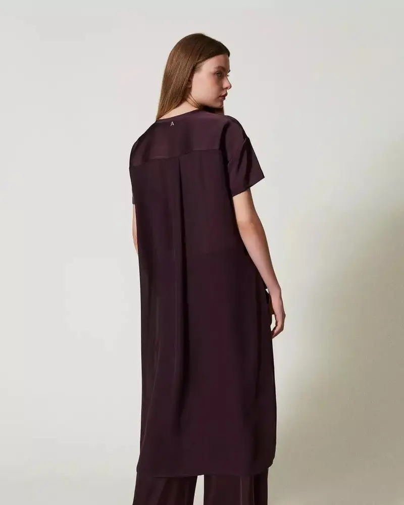 Blusa asimmetrica bordeaux miniatura 3