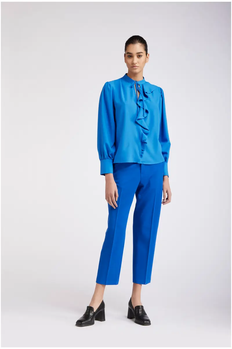 blusa con ruches laterale in georgette royal s