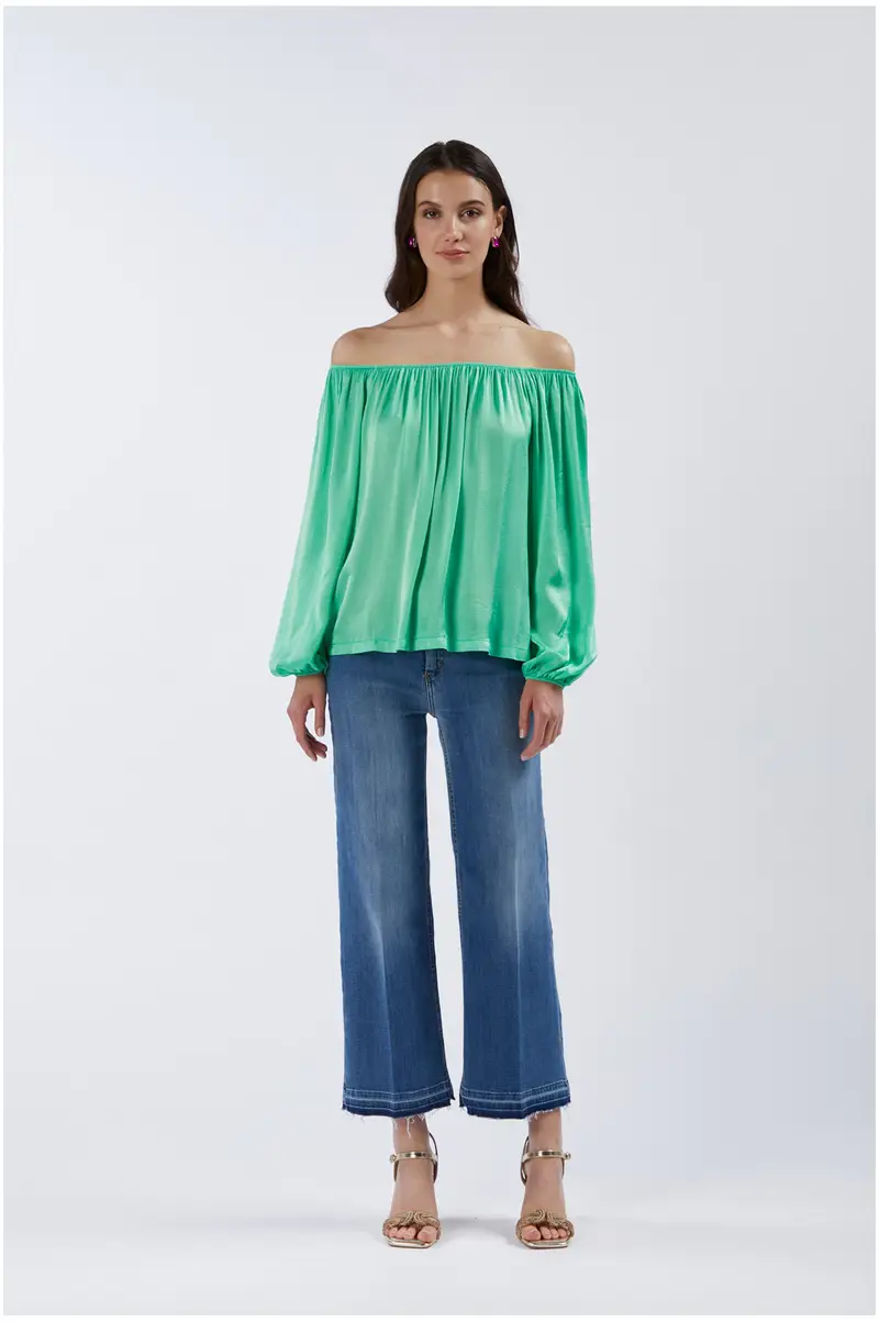 blusa con scollatura elastica menta xl