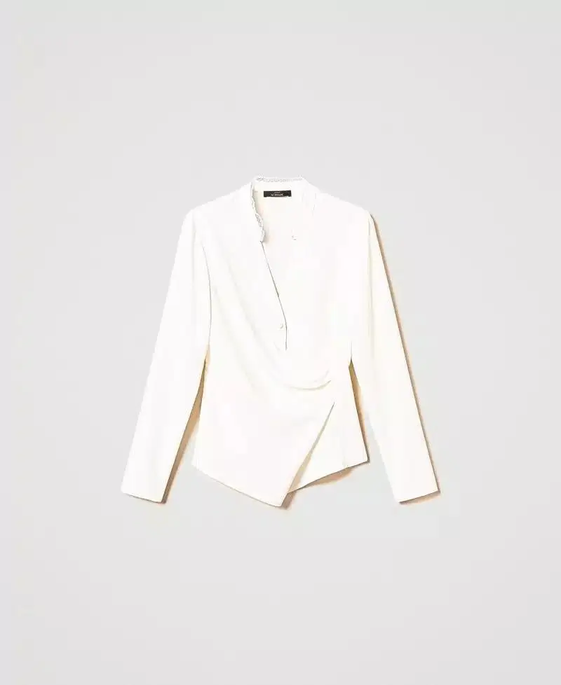 Blusa crêpe de Chine bianco