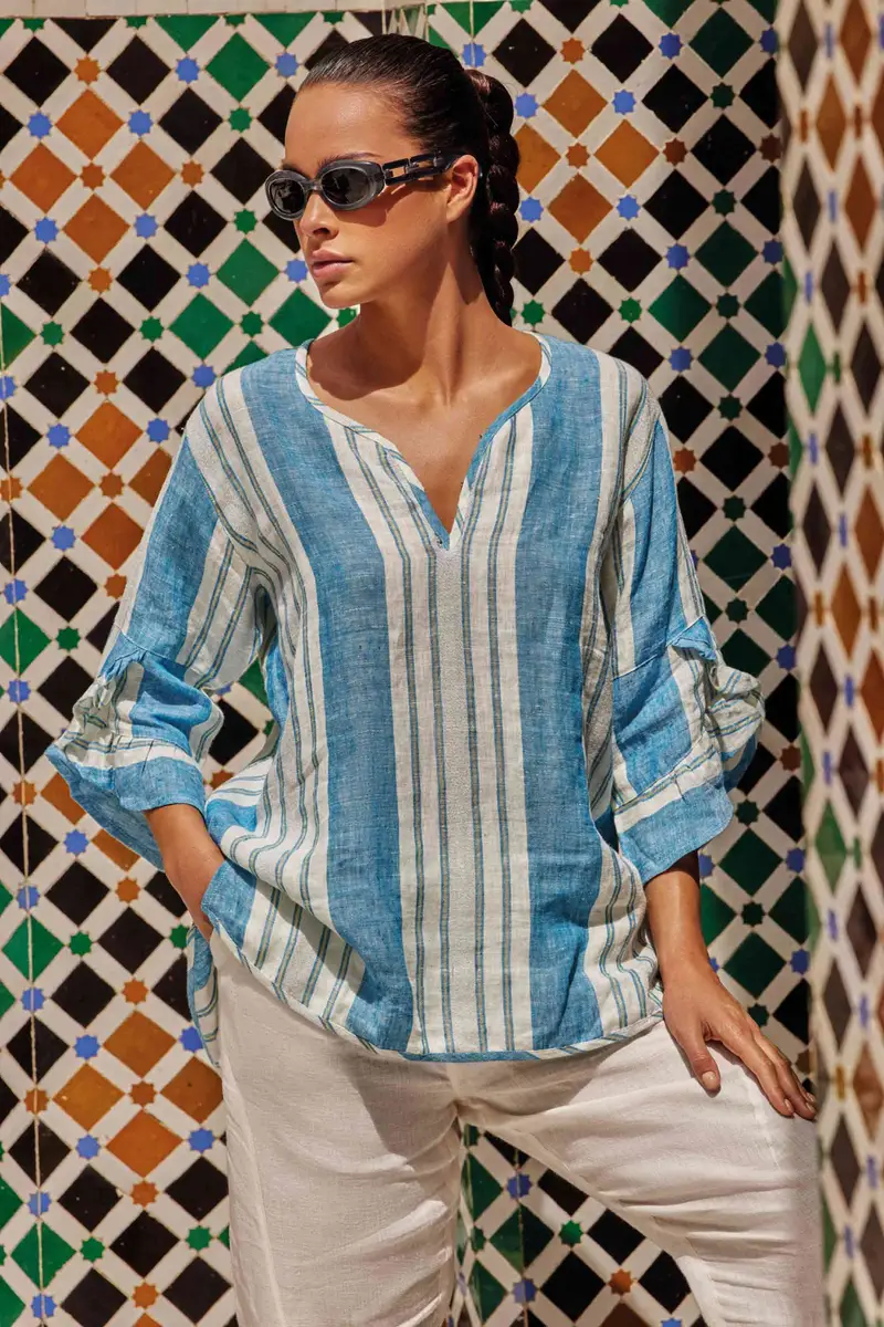 BLUSA IN PURO LINO MIA | Colore: Multi | Taglia: L