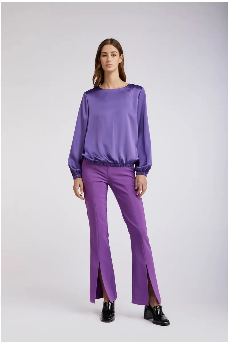 blusa in raso scollatura a barca magenta xs