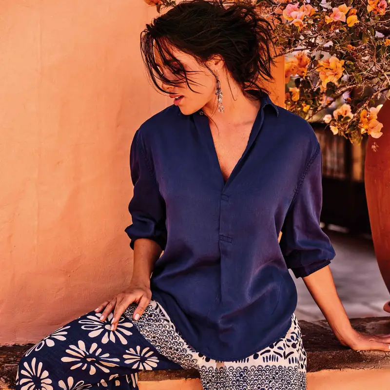BLUSA IN TENCEL MURIEL | Colore: Navy Blu | Taglia: M