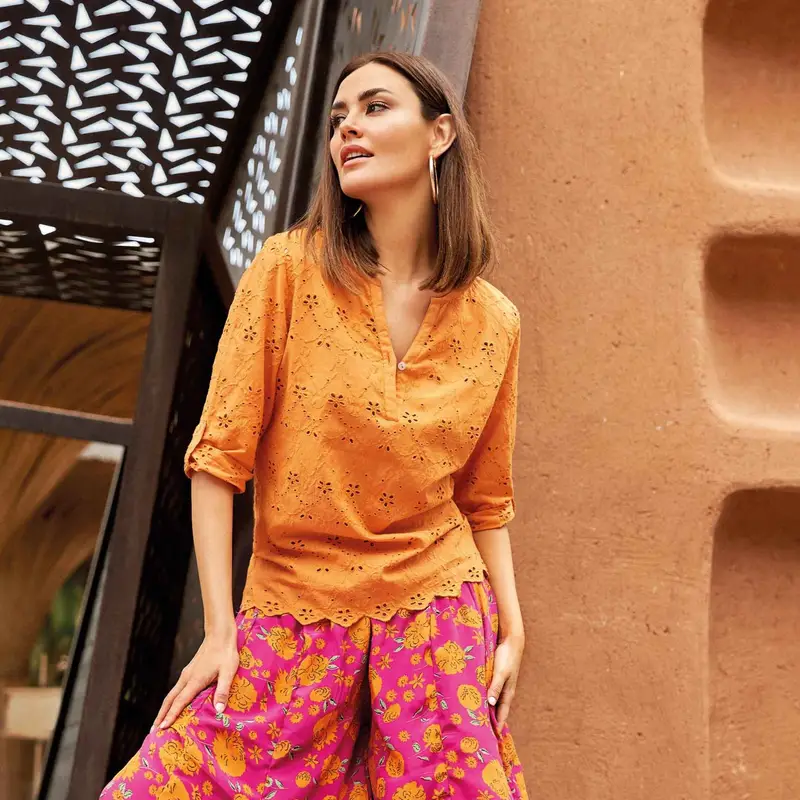 BLUSA PIZZO SANGALLO | Colore: Arancio | Taglia: S