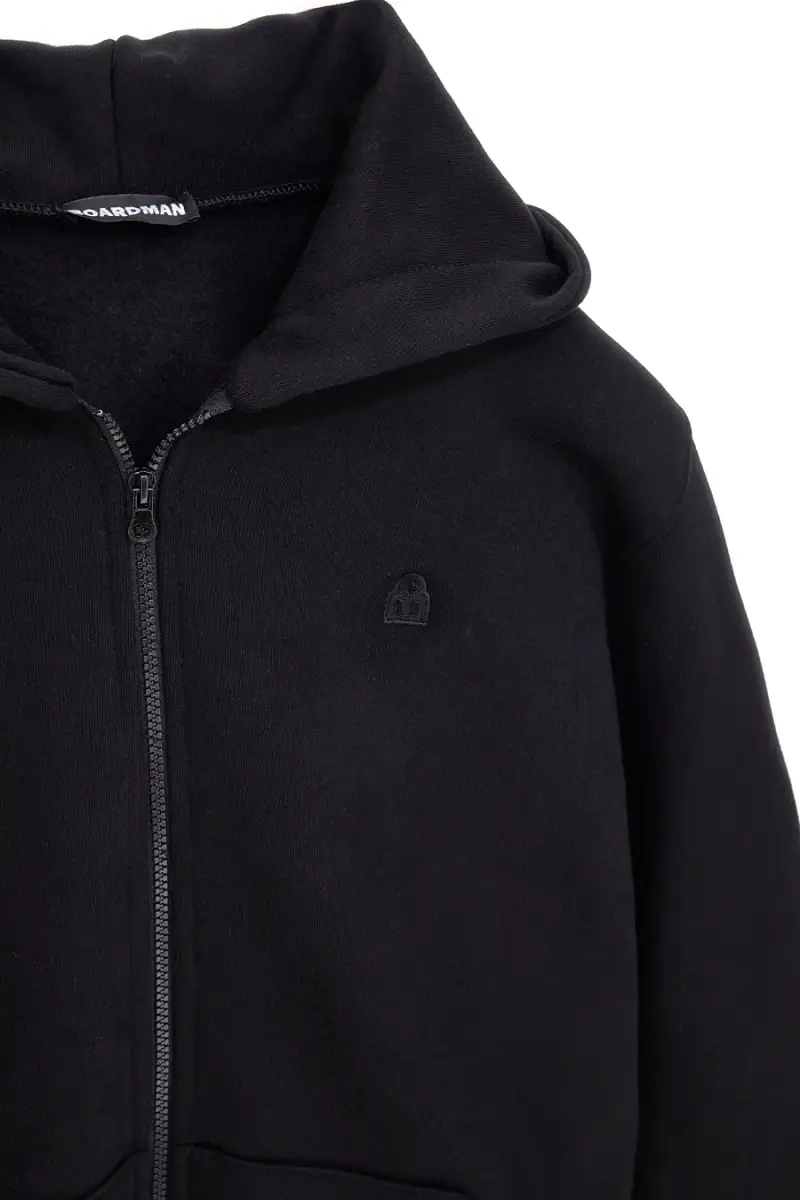 Felpa con cappuccio nera zip intera interno caldo felpato Boardman 300 [NERO] miniatura 3