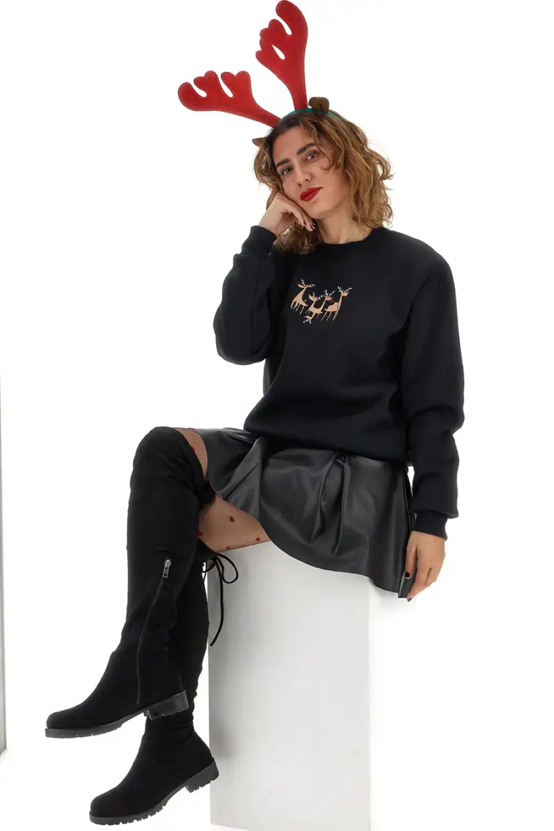 Felpa Di Natale Girocollo Nera con Renne BOARDMAN 24403 [NERO] miniatura 5