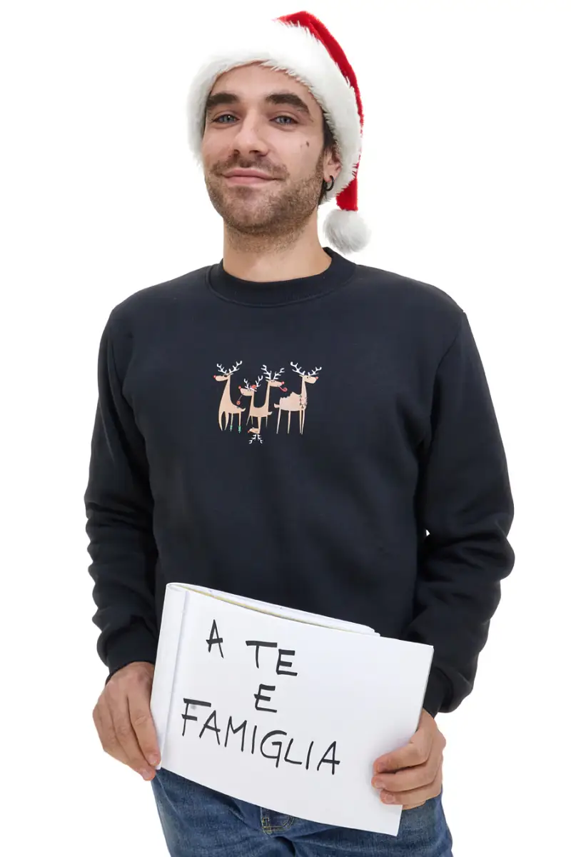 Felpa Di Natale Girocollo Nera con Renne BOARDMAN 24403 [NERO]