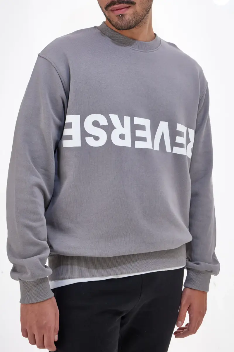 Boardman Maglia Girocollo Grigia con Scritta Reverse