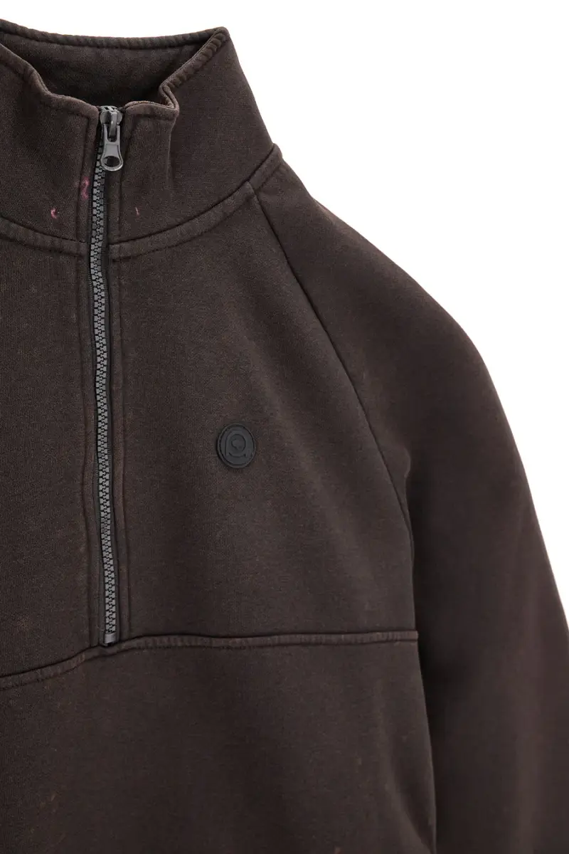 Felpa marrone mezza zip con collo alto interno felpato Boardman PT-F-8052 [CAFFE'] miniatura 5