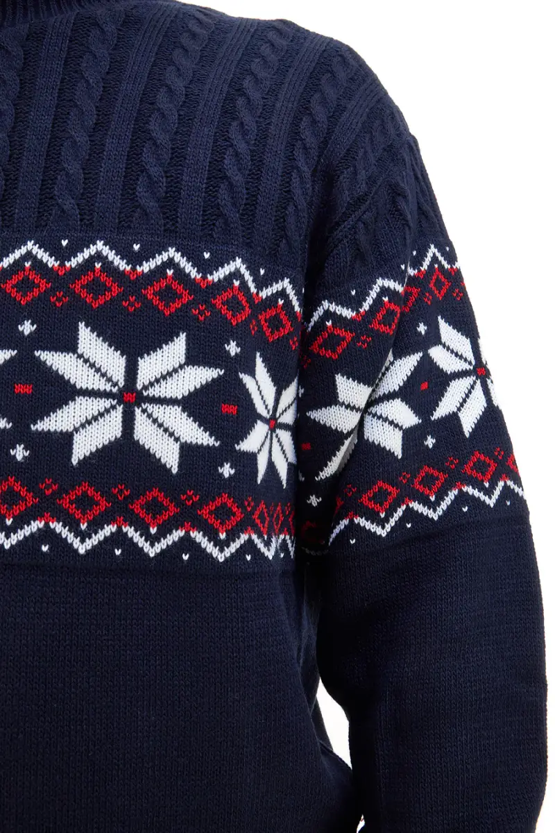 Maglione Blu Girocollo con Fantasia Natalizia Rossa e Bianca BOARDMAN X24101 [BLUE] miniatura 2