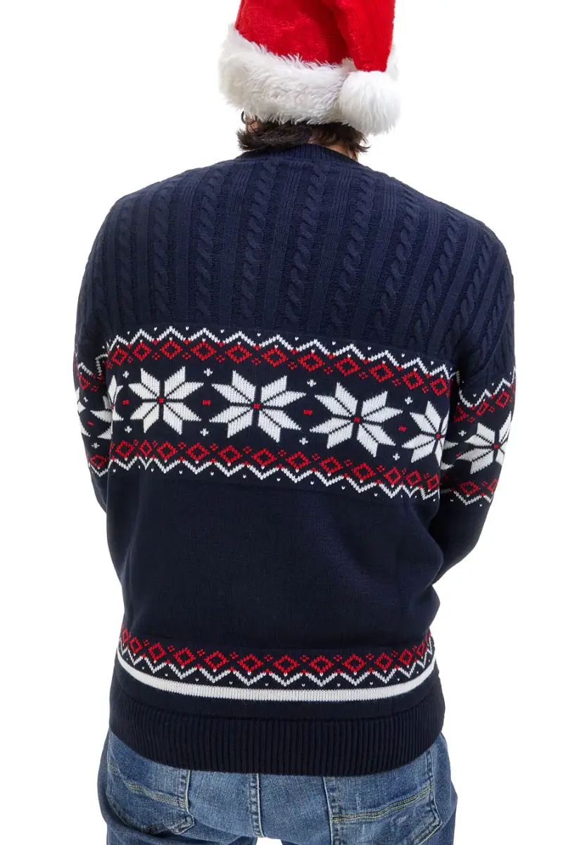 Maglione Blu Girocollo con Fantasia Natalizia Rossa e Bianca BOARDMAN X24101 [BLUE] miniatura 3