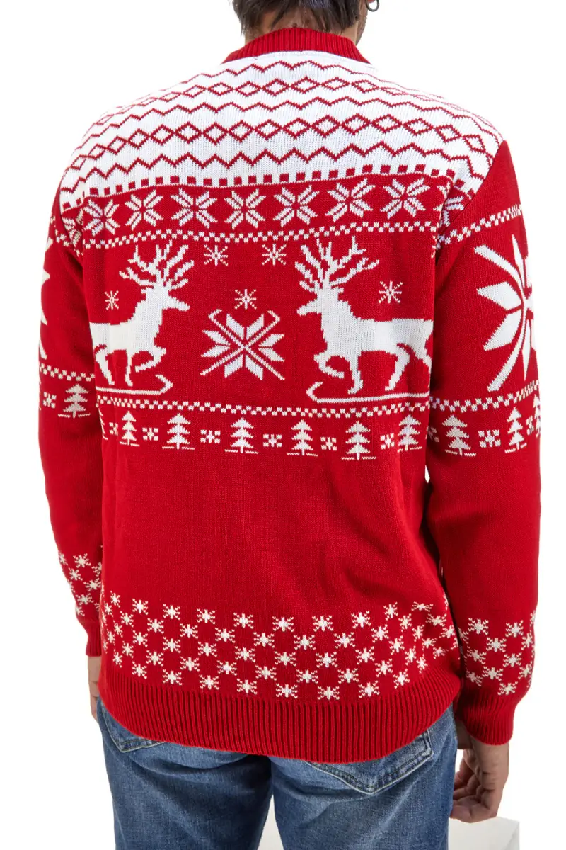 Maglione Rosso Girocollo con Fantasia Natalizia Bianca BAORDMAN X24102 [ROSSO] miniatura 2