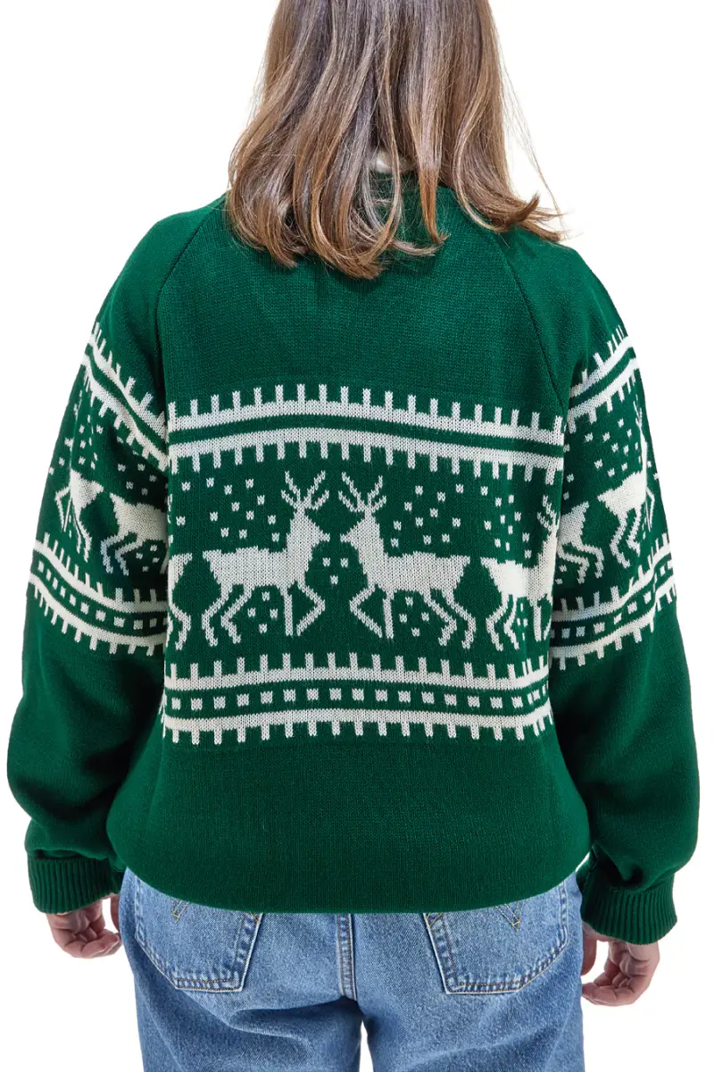 Maglione Verde Girocollo con Fantasia Natalizia Bianca BAORDMAN X24100 [VERDE] miniatura 3