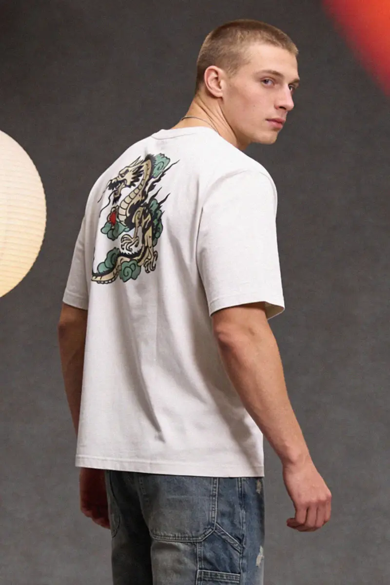 T-shirt grigia stampa grafica retro Boardman alpha PT-T-9061 [GRIGIO]