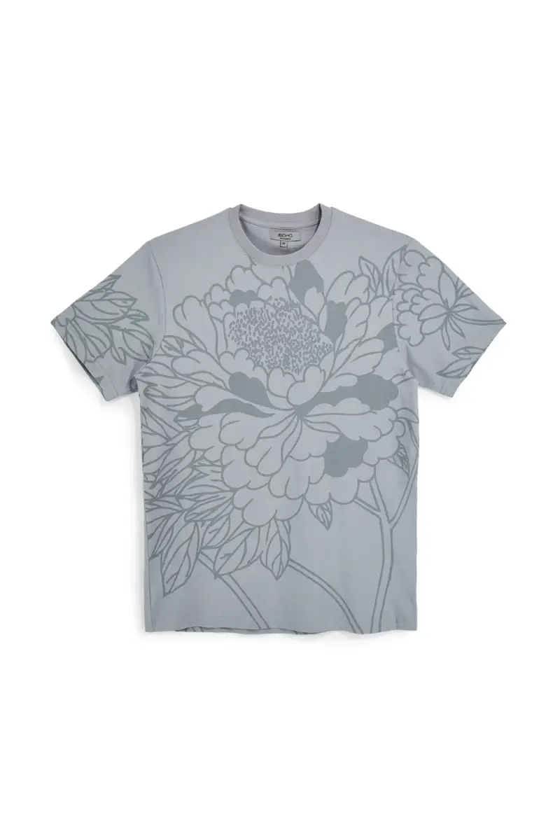 T-shirt in cotone grigia con stampa floreale Boardman Alpha pt-t-9063 [GRIGIO CHIARO]