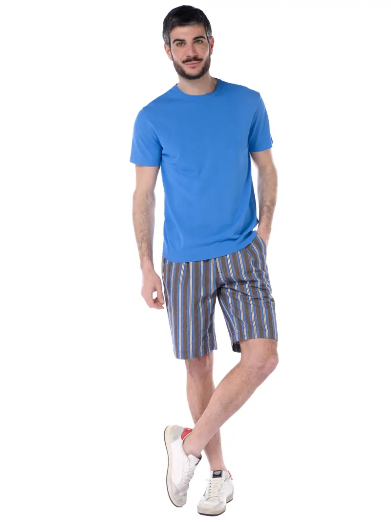 bermuda da uomo Bob a righe con pinces MARRON miniatura 2