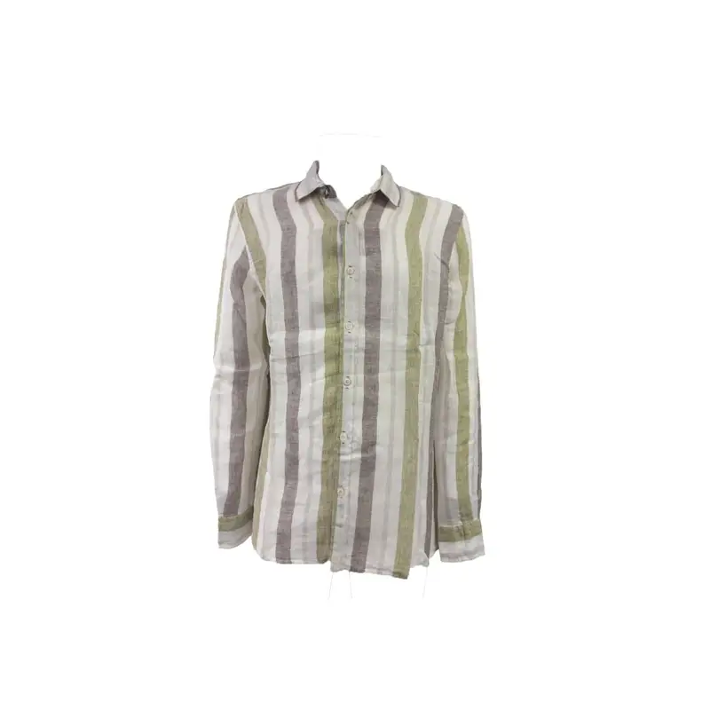 Bob - Camicia Lino A Righe Verde/beige P24TUTOR288