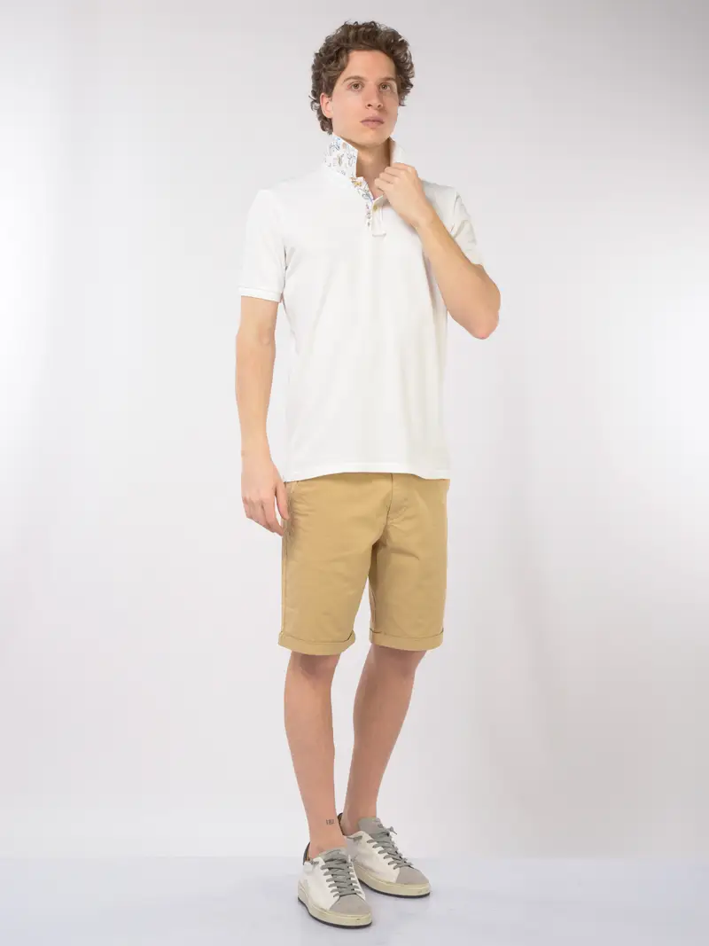 polo da uomo Bob con applicazione e logo Bianco miniatura 2