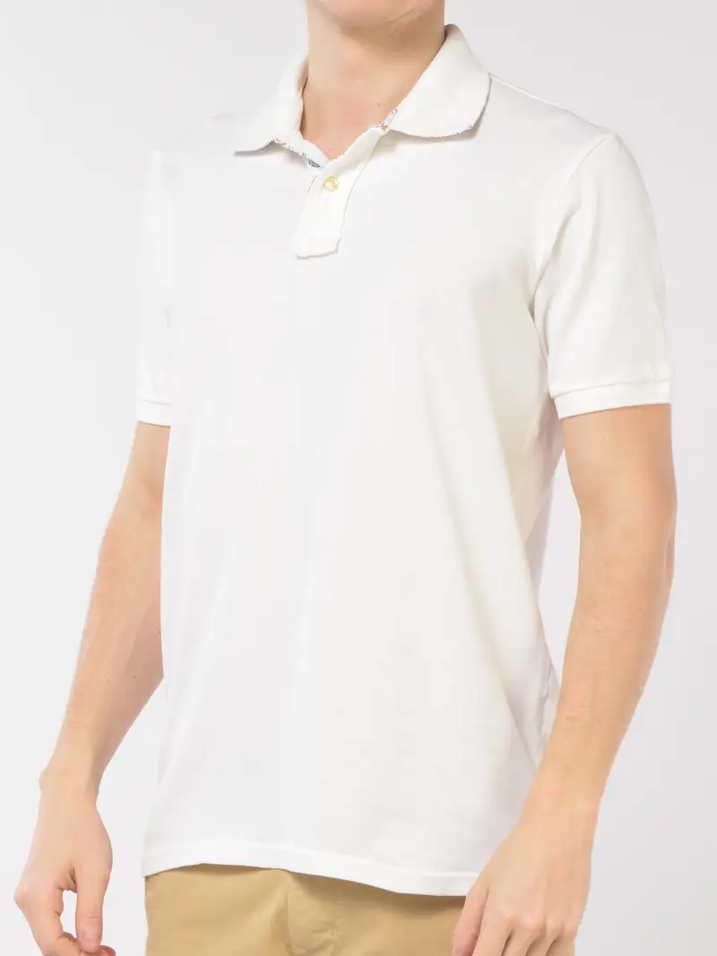 polo da uomo Bob con applicazione e logo Bianco