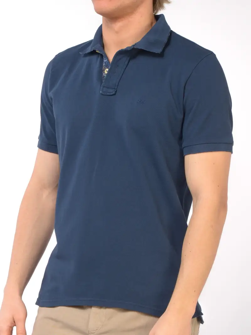 polo da uomo Bob con applicazione e logo Blu