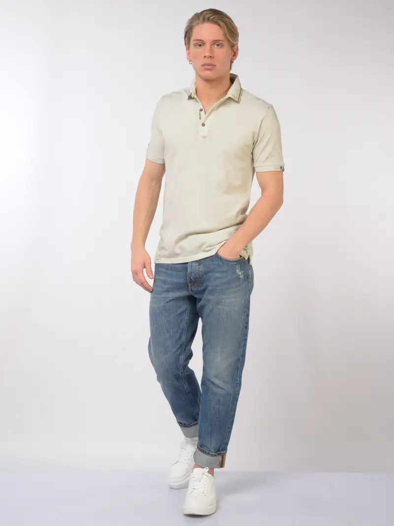 polo da uomo Bob vintage con applicazioni Grigio miniatura 2