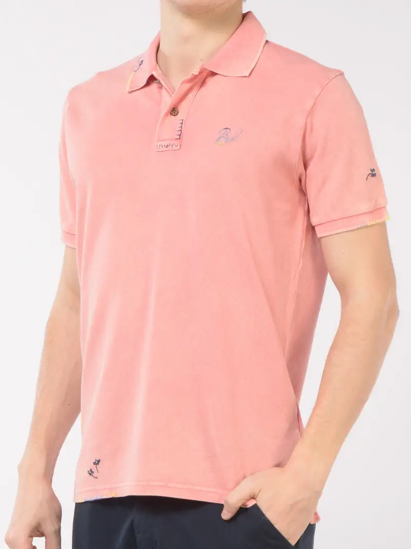 polo da uomo Bob vintage con ricami Rosso