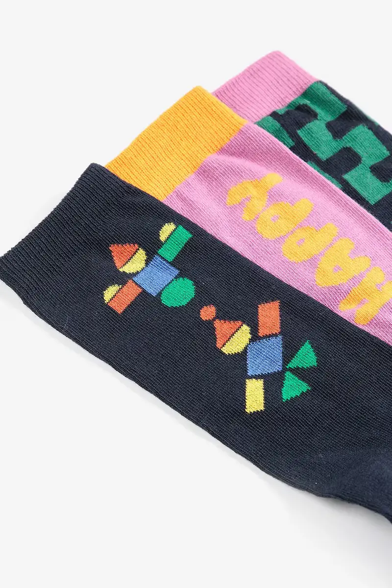 calzini per bambini Happy pacco da 3 Rosa miniatura 2