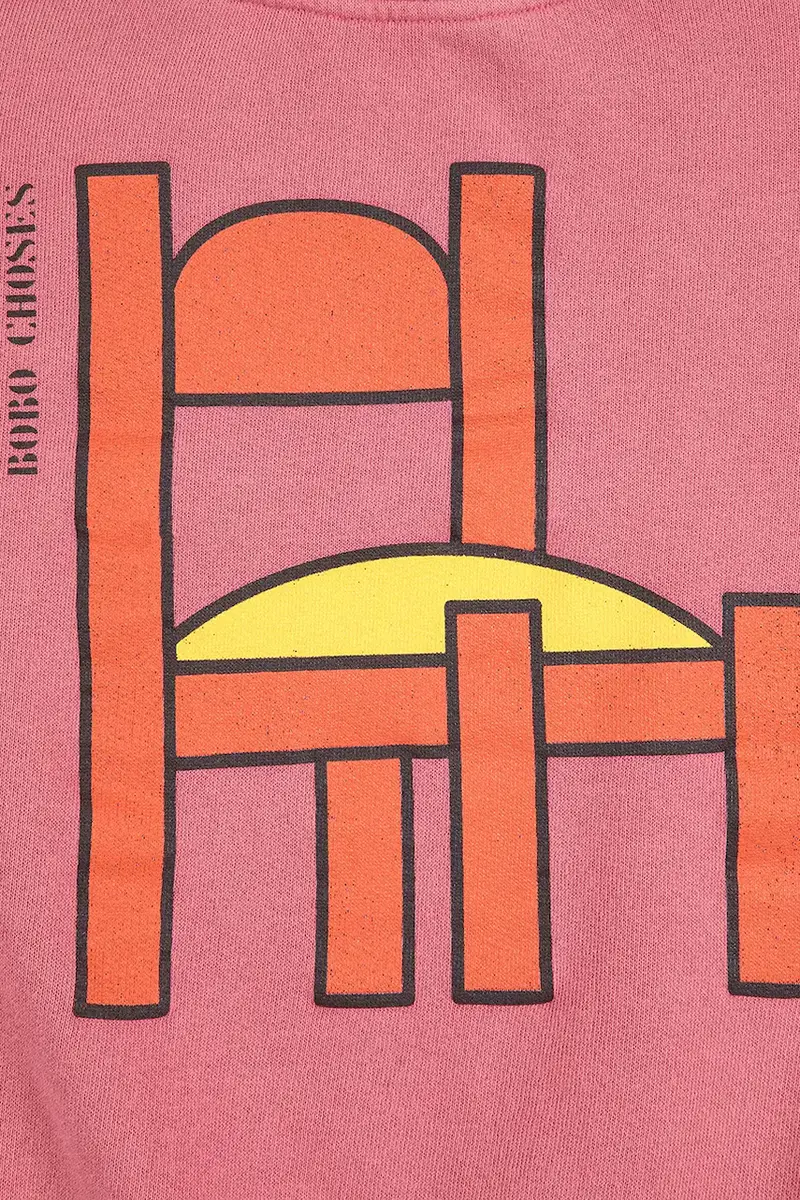 felpa in cotone bambino/a Chair colore rosa con cappuccio 225AC034 miniatura 3